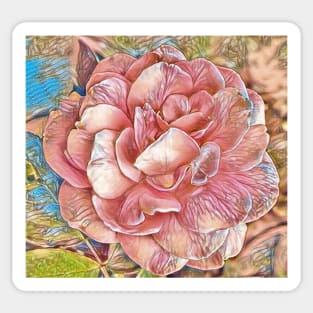 Drawing of pink rose flower Sticker